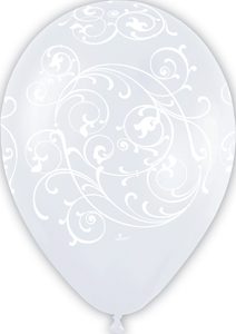 5 inch Filigree Pearl White printed latex balloon