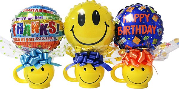 Assorted Smiley Mug with Mixed Candy and 9" Balloon 12/pk