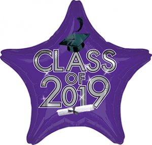 Class of 2019 Purple Standard balloon by Anagram.