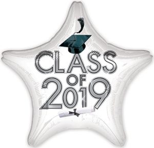 Class of 2019 White Standard balloon by Anagram.