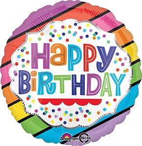 1Happy Birthday Bright Stripes standard size balloon by Anagram. 