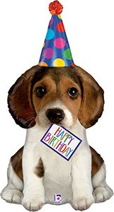Birthday Puppy helium shape balloon by Betallic.