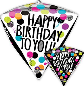 Happy Birthday Black and White Diamondz balloon by Anagram.
