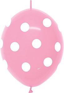 12 inch LINK-O-LOONS Polka Dot Fashion Bubble Gum Pink printed Betallatex balloon.
