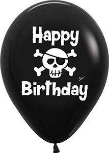 B50268 11" Birthday Pirate Skull latex balloon