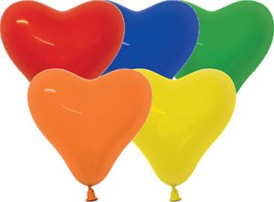6 inch Heart Shape Crystal Assortment of Betallatex balloons.