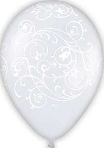 11 inch Filigree Pearl White Betallatex Latex printed balloon by Betallic.