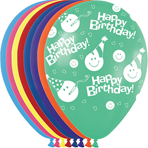 11 inch Smiley Party Assortment of Betallatex Latex printed balloons by Betallic.