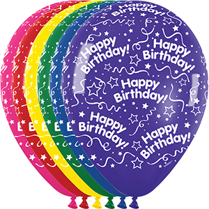 11 inch All Around Birthday Assortment of Betallatex Latex printed balloons by Betallic.