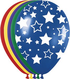 11 inch Bold Stars Assortment of Betallatex printed balloons by Betallic.
