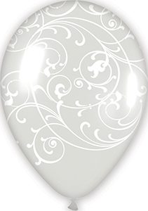 11 inch Filigree Crystal Clear Betallatex Latex printed balloon by Betallic.