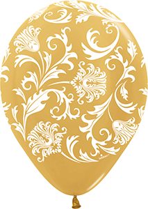 11 inch Damask Metallic Gold Betallatex Latex printed balloon by Betallic.