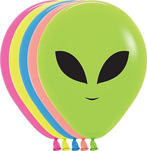 5 inch Alien Assortment of Betallatex Latex printed balloons by Betallic.
