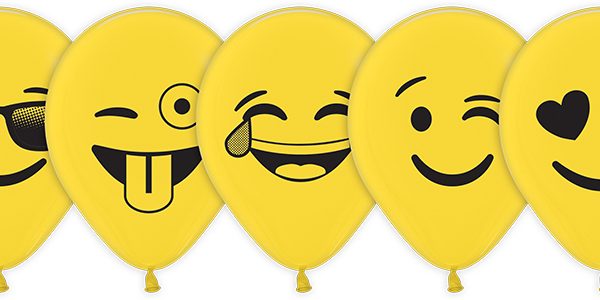 5 inch Emoji Assortment of Betallatex printed balloons.
