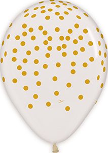 11 inch Gold Confetti Betallatex Latex printed balloon by Betallic.