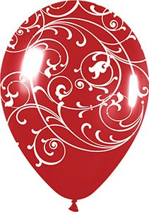 11 inch Filigree Crystal Red Betallatex Latex printed balloon by Betallic.