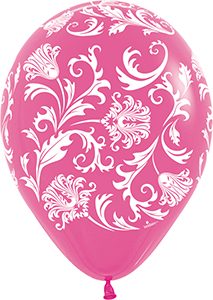 11 inch Damask Deluxe Fuchsia Betallatex Latex printed balloon by Betallic.