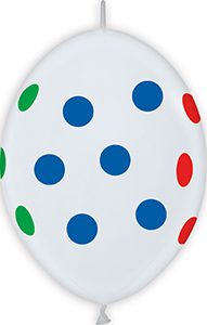 12 inch LINK-O-LOON Multi Dots Betallatex printed balloon.