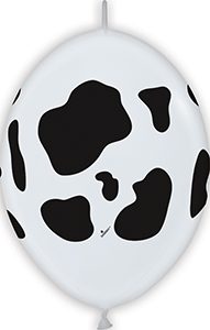 12 inch LINK-O-LOON Cow Print printed Betallatex balloon.