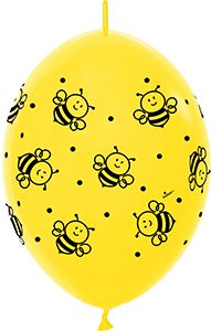 12 inch LINK-O-LOON Bee printed Betallatex balloon.