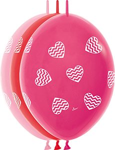 12 inch LINK-O-LOON Chevron Hearts Assortment of Betallatex balloons.