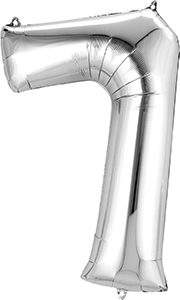 Number 7 Silver 26 inch helium shape by Anagram.