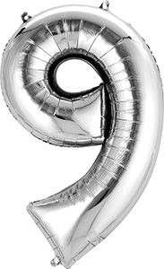 Number 9 Silver 26 inch helium shape by Anagram International