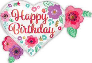Happy Birthday Floral Print helium shape by Anagram.