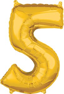 Number 5 Gold 26 inch helium shape by Anagram.