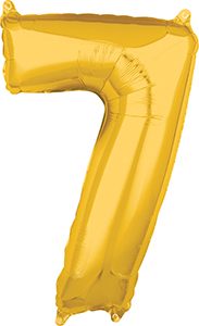Number 7 Gold 26 inch helium shape by Anagram.