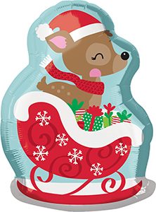 Deer in Sleigh Junior Shape helium balloon by Anagram.