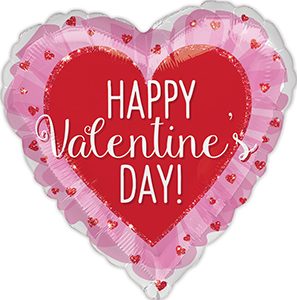 Happy Valentine's Day Glitter Hearts balloon by Anagram.