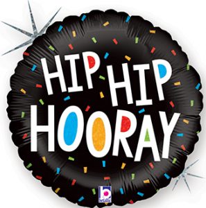 Hip Hip Hooray Holographic balloon by Betallic.