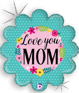 Glitter Floral Love You Mom balloon by Betallic.