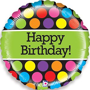 Mighty Bright Polka Dots Birthday balloon by Betallic.