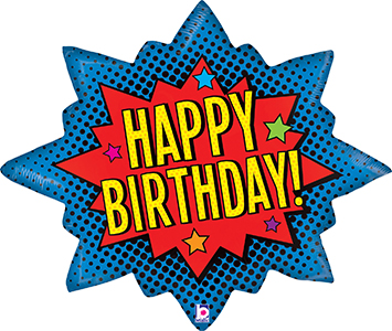 superhero happy birthday burst