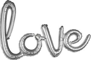 love Consumer Inflated Word balloon in silver by Anagram.