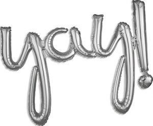 yay! Consumer Inflated Word balloon in silver by Anagram.