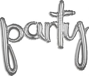 party Consumer Inflated Word balloon in silver by Anagram.