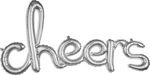cheers Consumer Inflated Word balloon in silver by Anagram.