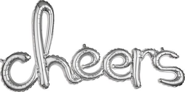 cheers Consumer Inflated Word balloon in silver by Anagram.