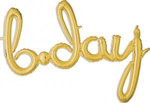 b-day Consumer Inflated Word balloon in gold by Anagram.