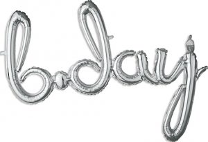 b-day Consumer Inflated Word balloon in silver by Anagram.