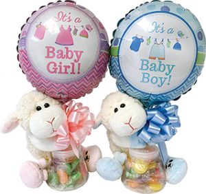 7 inch Lamb Candy Jar with Mixed Candy and 9 inch Balloon 12/pk