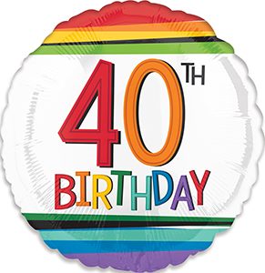 Rainbow Birthday 40 standard size balloon by Anagram.