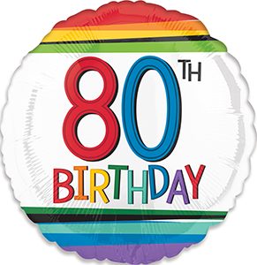 Rainbow Birthday 80 standard size balloon by Anagram.