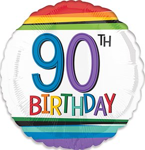 Rainbow Birthday 90 standard size balloon by Anagram.