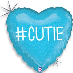 Hashtag Cutie Boy standard size Holographic balloon by Betallic. 