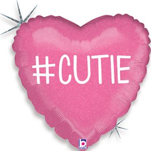 Hashtag Cutie Girl standard size Holographic balloon by Betallic.
