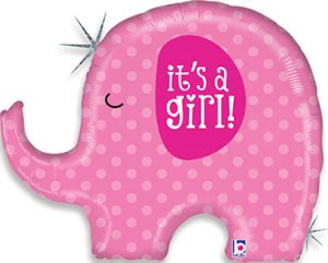 It's a Girl Elephant helium shape Holographic balloon by Betallic. 